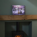 40 x 30cm Battery Operated Light up Fibre Optic Dogs Watching Santa Christmas Wall Canvas