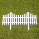 33cm Set of 4 White Plastic Picket Fence Garden Edging with Wood Effect