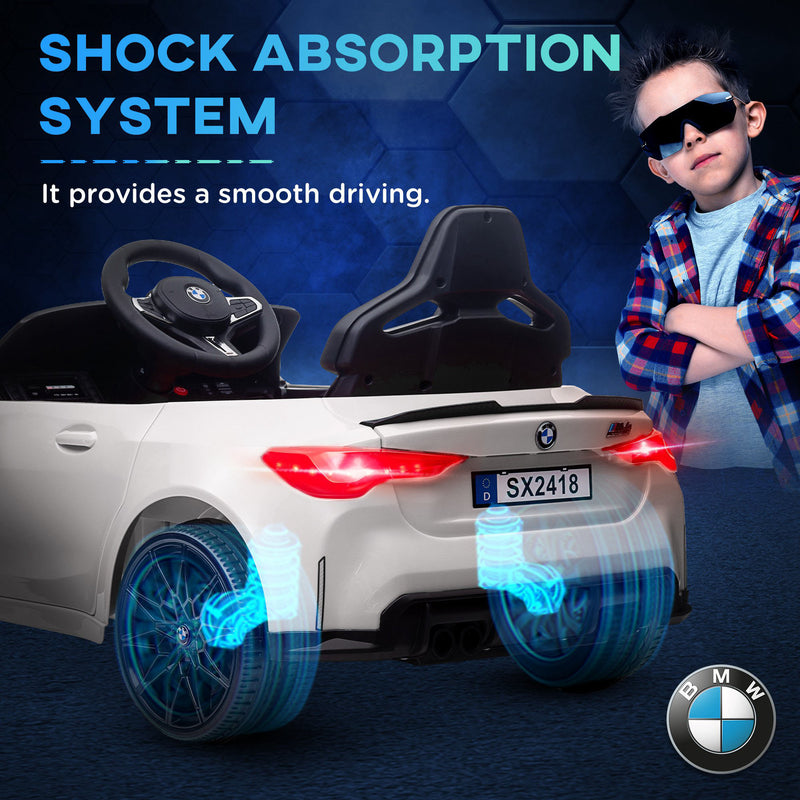 AIYAPLAY 12V Yellow BMW M4 Licensed Kids Electric Car w/ Remote, Suspension