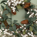 40cm Hanging Christmas Winter Berry Wreath with Seasonal Foliage
