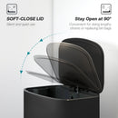HOMCOM Pedal Bin With Soft-Close Lid, 50L Kitchen Bin With Carry Handle Black