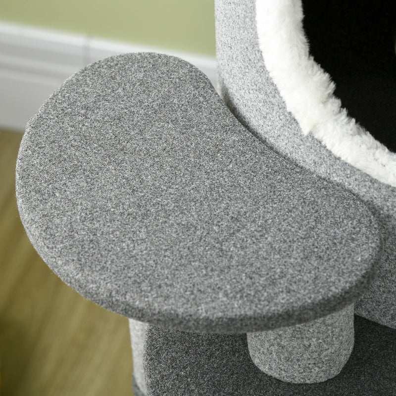 PawHut Barrel Shaped Cat Tree For Indoor Cats With Sisal Scratching Posts, Grey