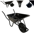 90 Litre 150kg Capacity Heavy Duty Outdoor Galvanised Pneumatic Metal Garden Wheelbarrow in Black