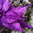 76cm Purple Velvet Poinsettia Stem with Glitter Christmas Decoration