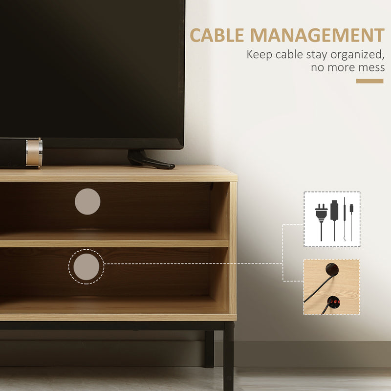 HOMCOM TV Stand Cabinet with Sliding Door for Living Room Natural