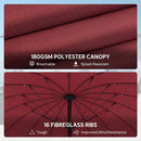 Outsunny 2m Shanghai Garden Parasol Umbrella, Outdoor Sun Shade, Wine Red
