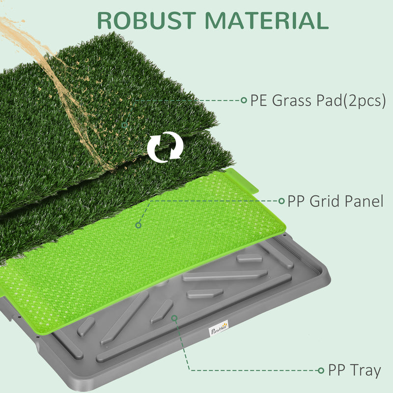 PawHut Dog Toilet with 2 Packs Artificial Grass Pads, 67 x 41cm, Green