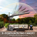 Outsunny 3 X 3 M Garden Cantilever Parasol W/ Light, Cover, Wind Protection