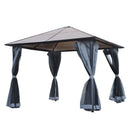 Outsunny Hardtop Gazebo with Aluminium Frame and Curtains 3 x 4m - Grey