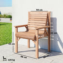 Outsunny Wood Garden Chair Outdoor Dining Chair with Curved Seat, Natural