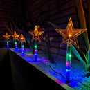 Set of 8 Battery Operated LED Multi Coloured Star Path Lights Christmas Decoration with Timer