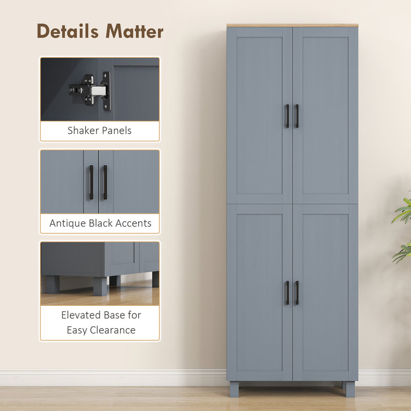 HOMCOM Modern Kitchen Cupboard Storage Cabinet with 4 Shelves
