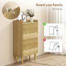 HOMCOM Narrow Shoe Cabinet, Shoe Storage Cabinet with 2 Flip Drawers, Oak