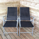 Set of 2 Outdoor Garden Patio Multi Position Reclining Folding Chair in Black and Silver