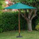 Outdoor 2 Person Folding Square Wooden Garden Dining Table Chairs Green Parasol and Base Set