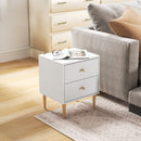 HOMCOM Modern Bedside Table with Drawer, Side Table with Metal Legs, White
