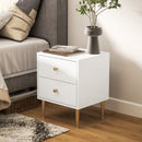 HOMCOM Modern Bedside Table with Drawer, Side Table with Metal Legs, White