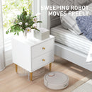 HOMCOM Modern Bedside Table with Drawer, Side Table with Metal Legs, White