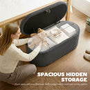 HOMCOM Storage Ottoman, Corduroy Ottoman Storage Box With Padded Seat