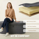 HOMCOM Storage Ottoman, Corduroy Ottoman Storage Box With Padded Seat