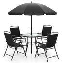 6 Pieces Patio Dining Set with Umbrella Outdoor Table and Chairs Set