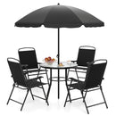 6 Pieces Patio Dining Set with Umbrella Outdoor Table and Chairs Set