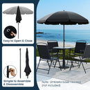 6 Pieces Patio Dining Set with Umbrella Outdoor Table and Chairs Set