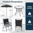 6 Pieces Patio Dining Set with Umbrella Outdoor Table and Chairs Set
