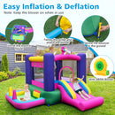 6-in-1 Inflatable Bounce House with Slide and Ball Pit Unicorn-Themed with 480W Blower