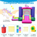 6-in-1 Inflatable Bounce House with Slide and Ball Pit Unicorn-Themed with 480W Blower