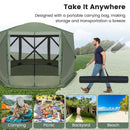 6-Sided Camping Gazebo Instant Setup Hub Tent With Portable Carrying Bag-Green