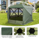 6-Sided Camping Gazebo Instant Setup Hub Tent With Portable Carrying Bag-Green