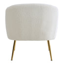 Livingandhome White Teddy Fabric Armchair With Metal Legs