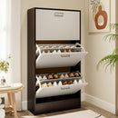 Livingandhome Wooden Shoe Organiser with 3 Tiers