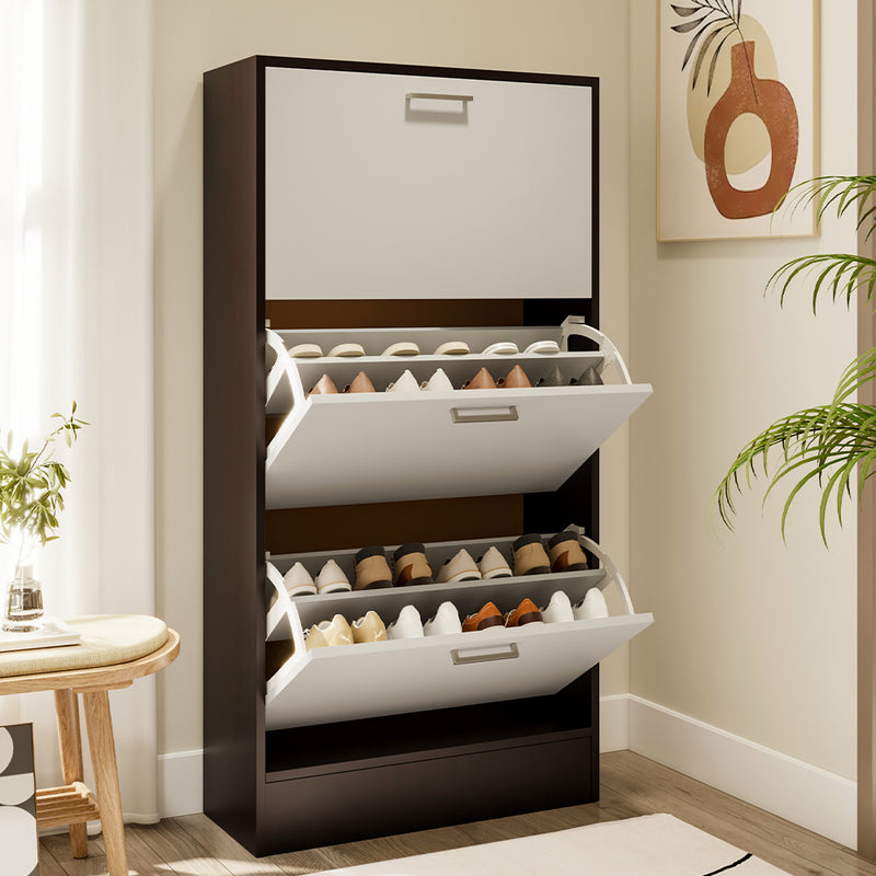 Livingandhome Wooden Shoe Organiser with 3 Tiers