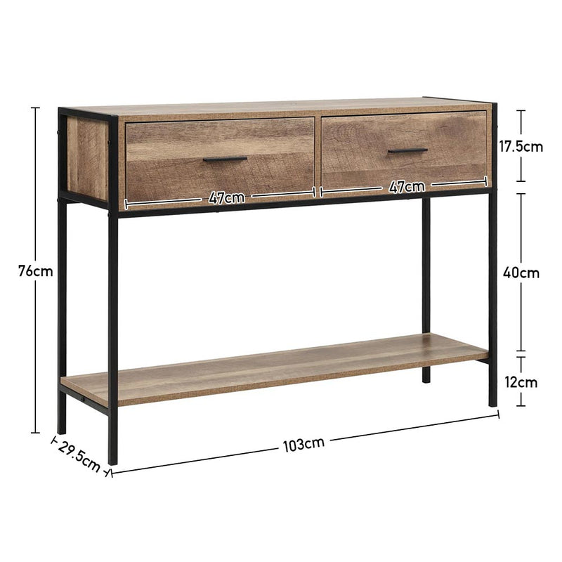 Livingandhome Rustic Console Table with Drawers