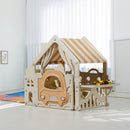 Kidkid Plastic Playhouse with Built-in Storage Rack and Building Block Table