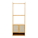 Livingandhome Freestanding Wooden Clothes Rack with Cabinet