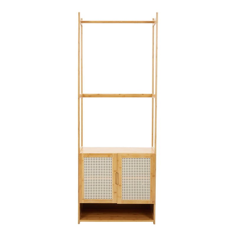 Livingandhome Freestanding Wooden Clothes Rack with Cabinet