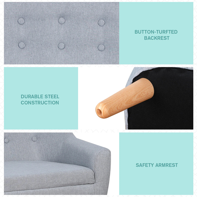 HOMCOM 2 Seater Toddler Chair - Grey