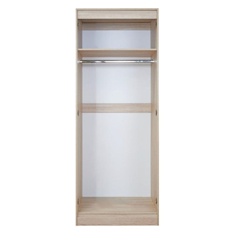 Cairo Ready Assembled Wardrobe with 2 Doors  - White Gloss & Bardolino Oak