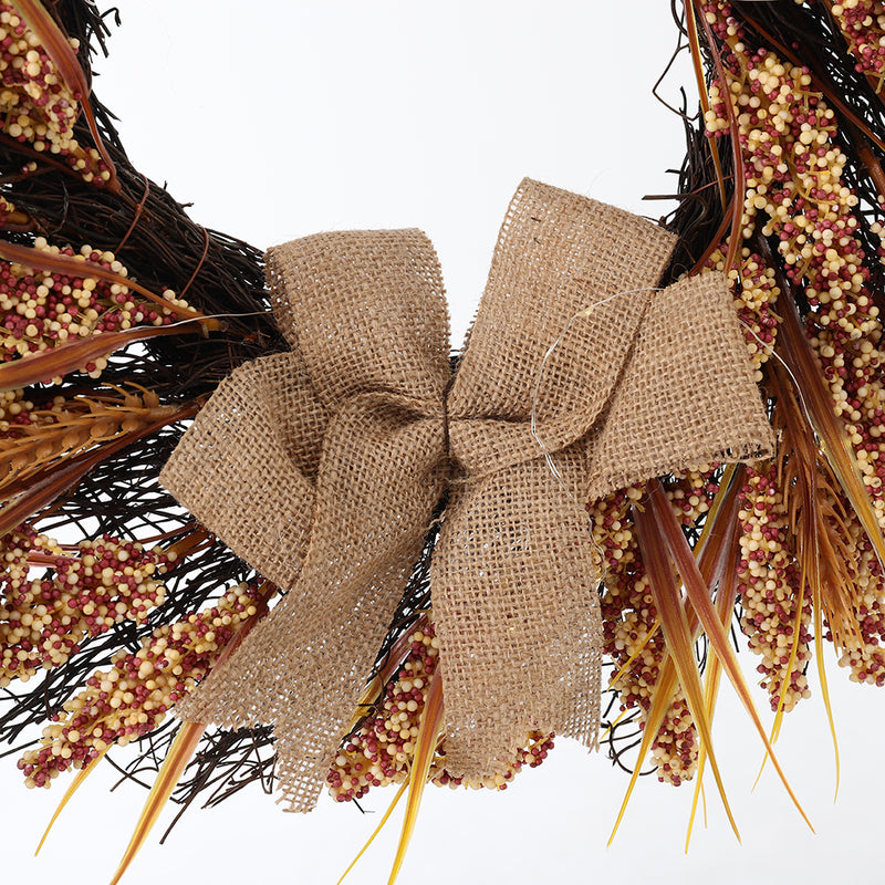 LED Golden Wheat Harvest Wreath