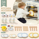 AIYAPLAY Wooden Dishwasher Playset, Kitchen Sink Toys with Accessories