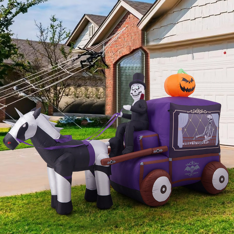 6ft Halloween Grim Reaper Carriage Inflatable with Build-In LED