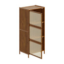 Livingandhome Compact 3-Tier Rattan Door Bookcase