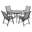 Breeins Outdoor Tempered Glass Garden Table With 4 Foldable Chairs