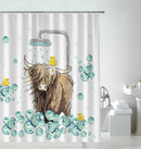 Embossed Microfibre Shower Curtain-highland Herd