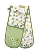 Floral Bee Double Oven Glove Green