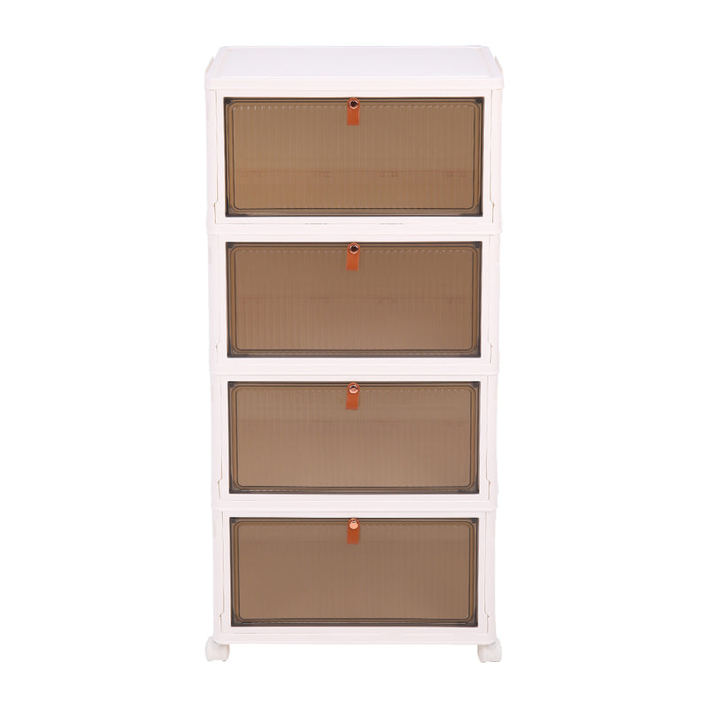 Lifeideas 4-layer Thicken Foldable Shoe Storage Box with Wheels