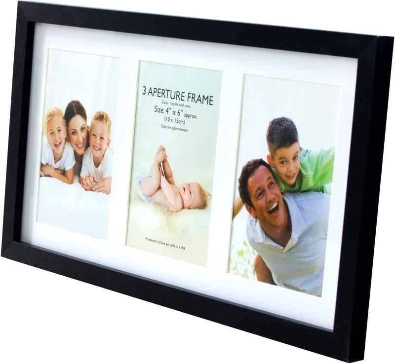 Lewis's Multi Aperture Photo Picture Frame with 3 Photos (Black, 4" x 6")